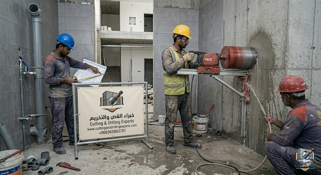 فتح كور حي الحمدانية جدة باستخدام أحدث أجهزة الكور الماسي لعمل فتحات دقيقة للمكيفات والسباكة والكهرباء بدون تكسير مع الحفاظ على سلامة الخرسانة